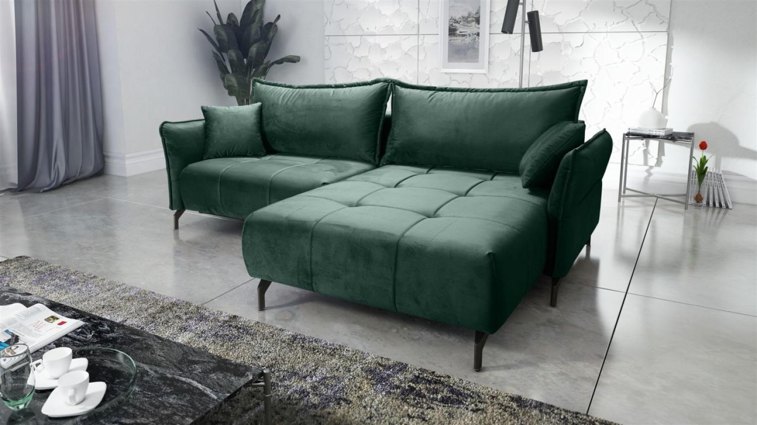 Ecksofa Schlafsofa Sofa VICTORIA Stoff Element Dunkelgrün Ottomane Rechts Bild 1