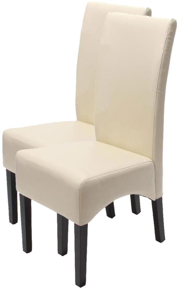 2er-Set Esszimmerstuhl Küchenstuhl Stuhl Latina, LEDER ~ creme, dunkle Beine Bild 1