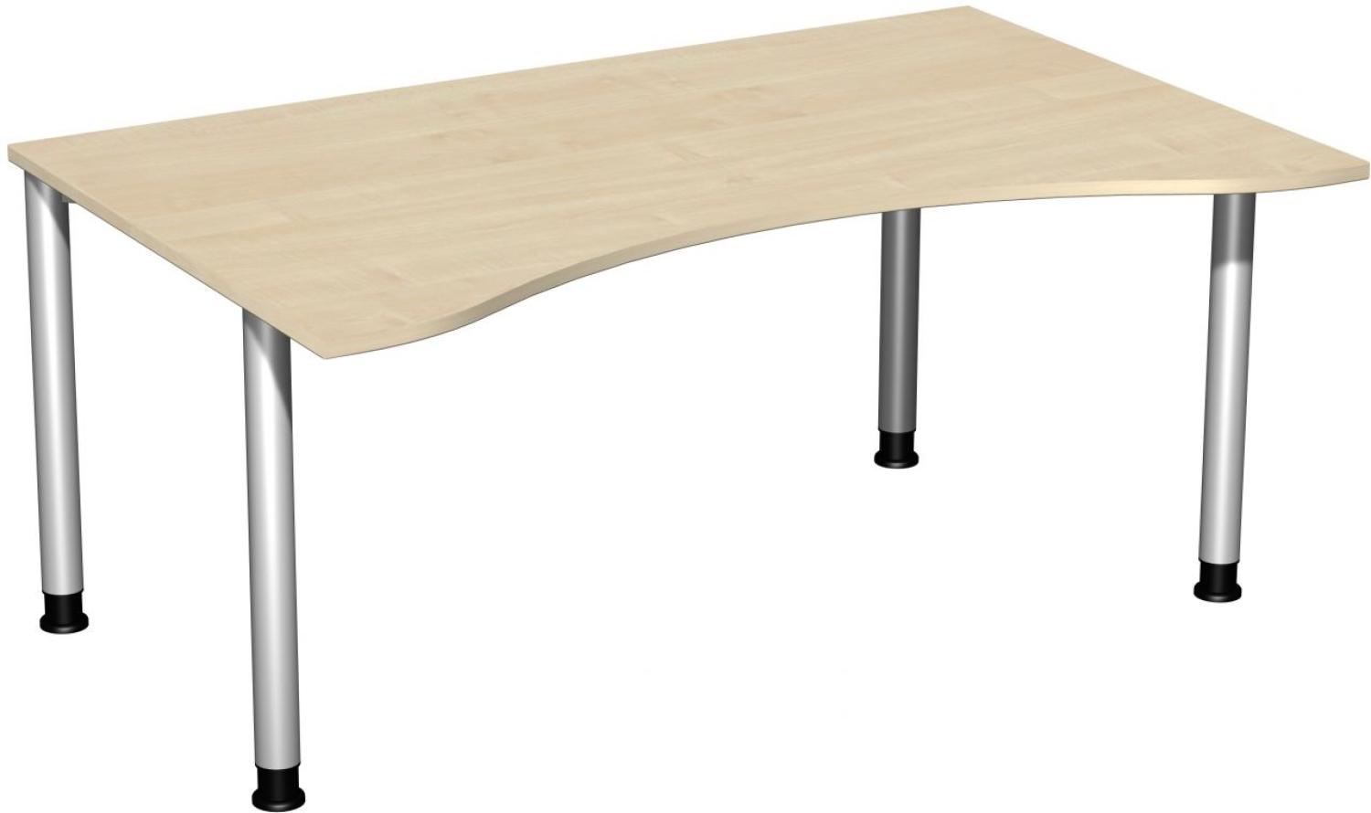 Schreibtisch '4 Fuß Flex' höhenverstellbar, 160x100cm, Ahorn / Silber Bild 1