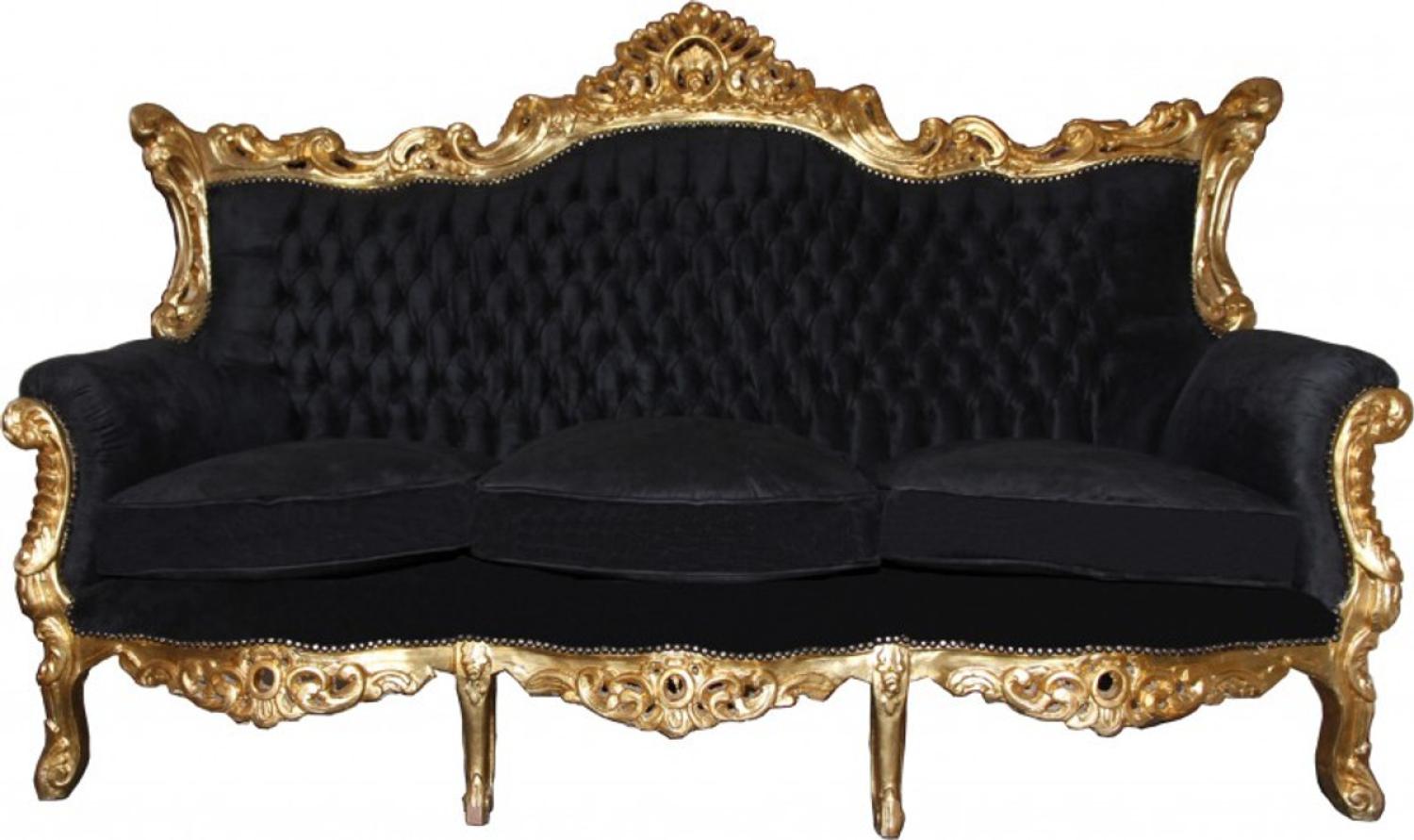 Casa Padrino Barock 3er Sofa Master Schwarz / Gold Mod2 - Wohnzimmer Couch Möbel Lounge Bild 1
