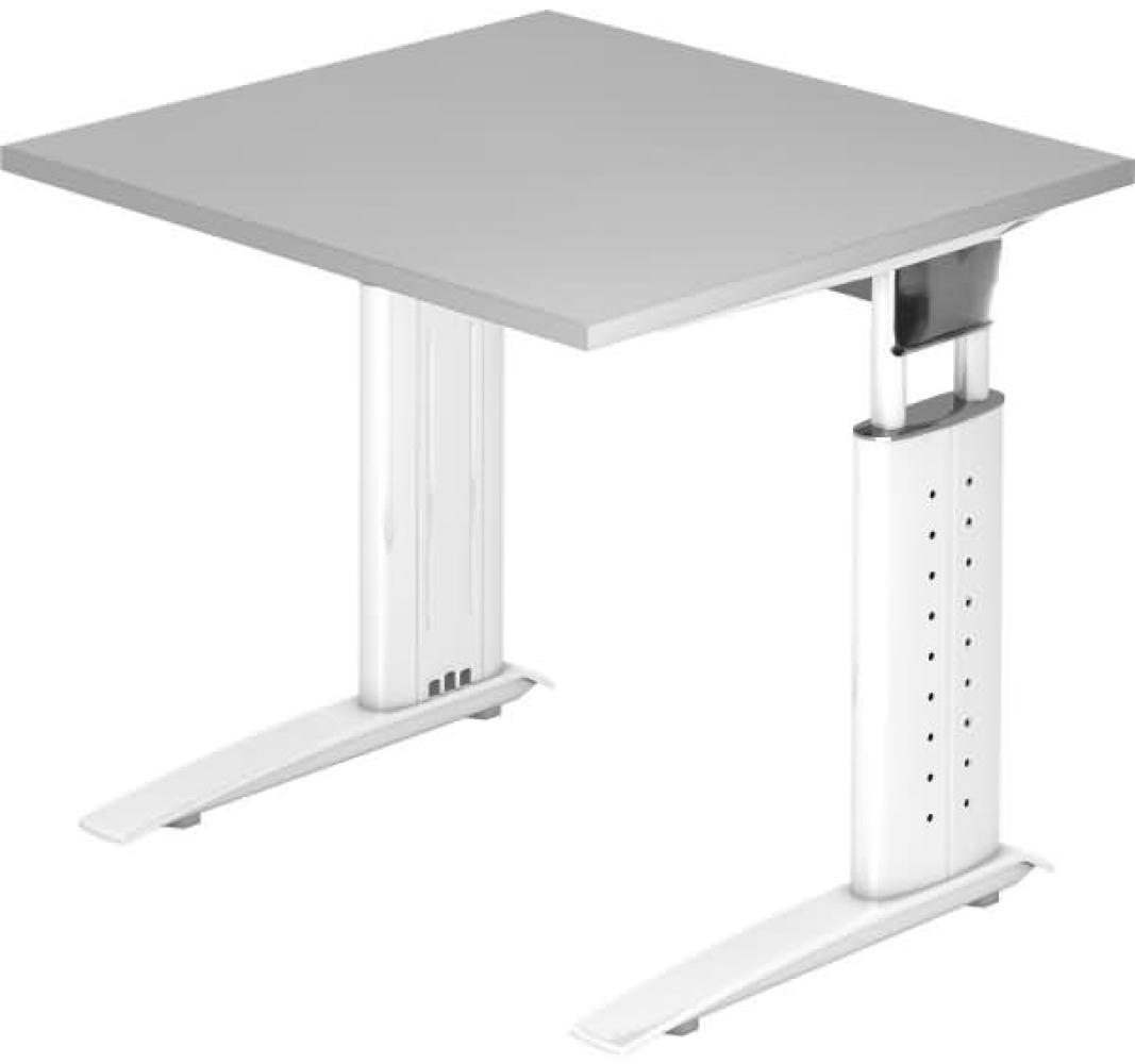 Schreibtisch US08 80x80cm Grau Gestellfarbe: Weiß Bild 1