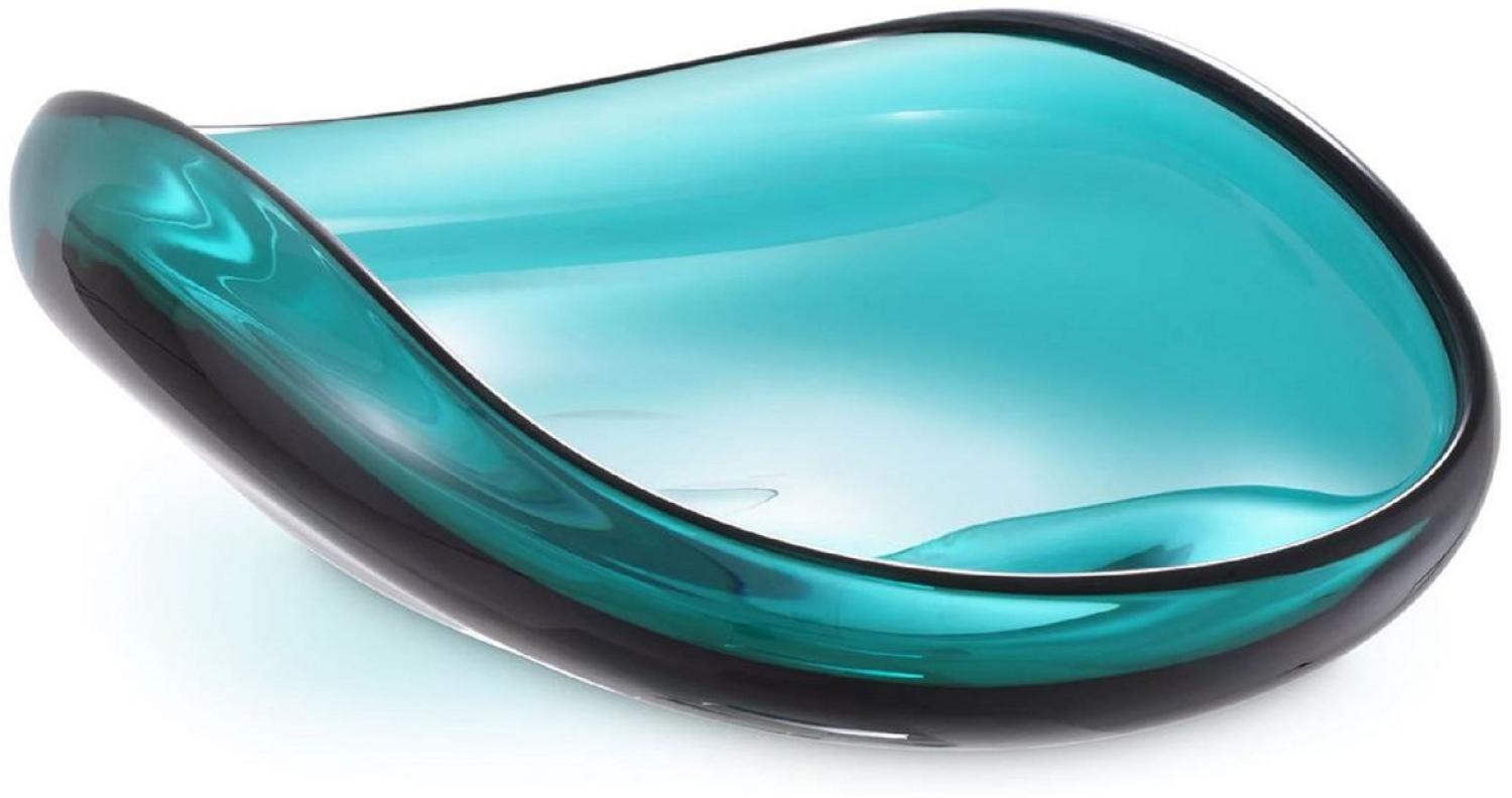 Casa Padrino Luxus Glasschale Türkis 42 x 28 x H. 12,5 cm - Mundgeblasene Deko Glas Obstschale - Glas Deko Accessoirs - Luxus Kollektion Bild 1