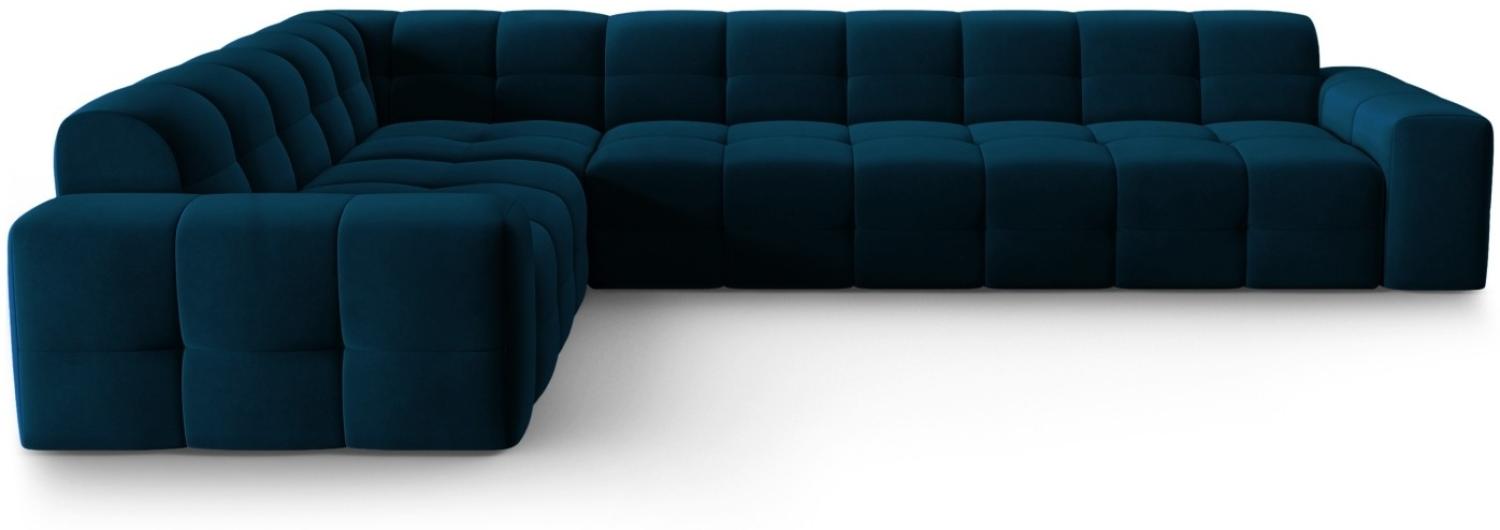 Micadoni 6-Sitzer Samtstoff Ecke links Sofa Kendal | Bezug Navy Blue | Beinfarbe Black Beech Wood Bild 1