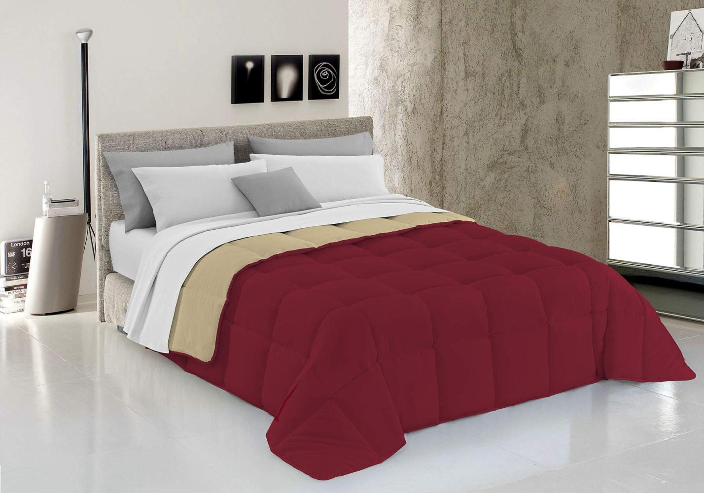 Italian Bed Linen Wintersteppdecke Elegant, Mikrofaser, Bordeaux/Creme, 170x260cm Bild 1