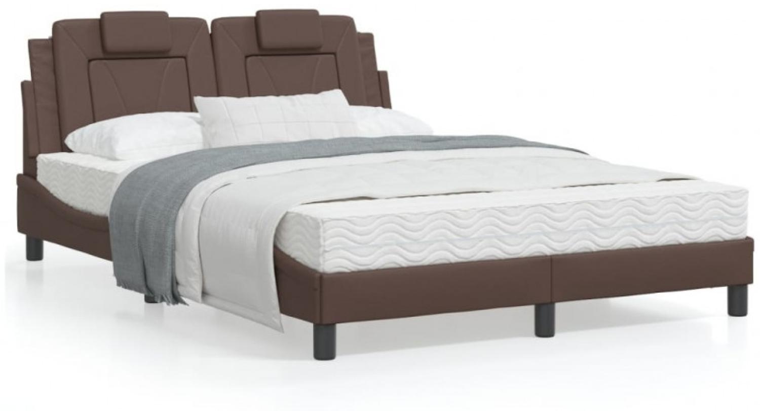 Bett mit Matratze Braun 120x200 cm Kunstleder (Farbe: Braun) Bild 1