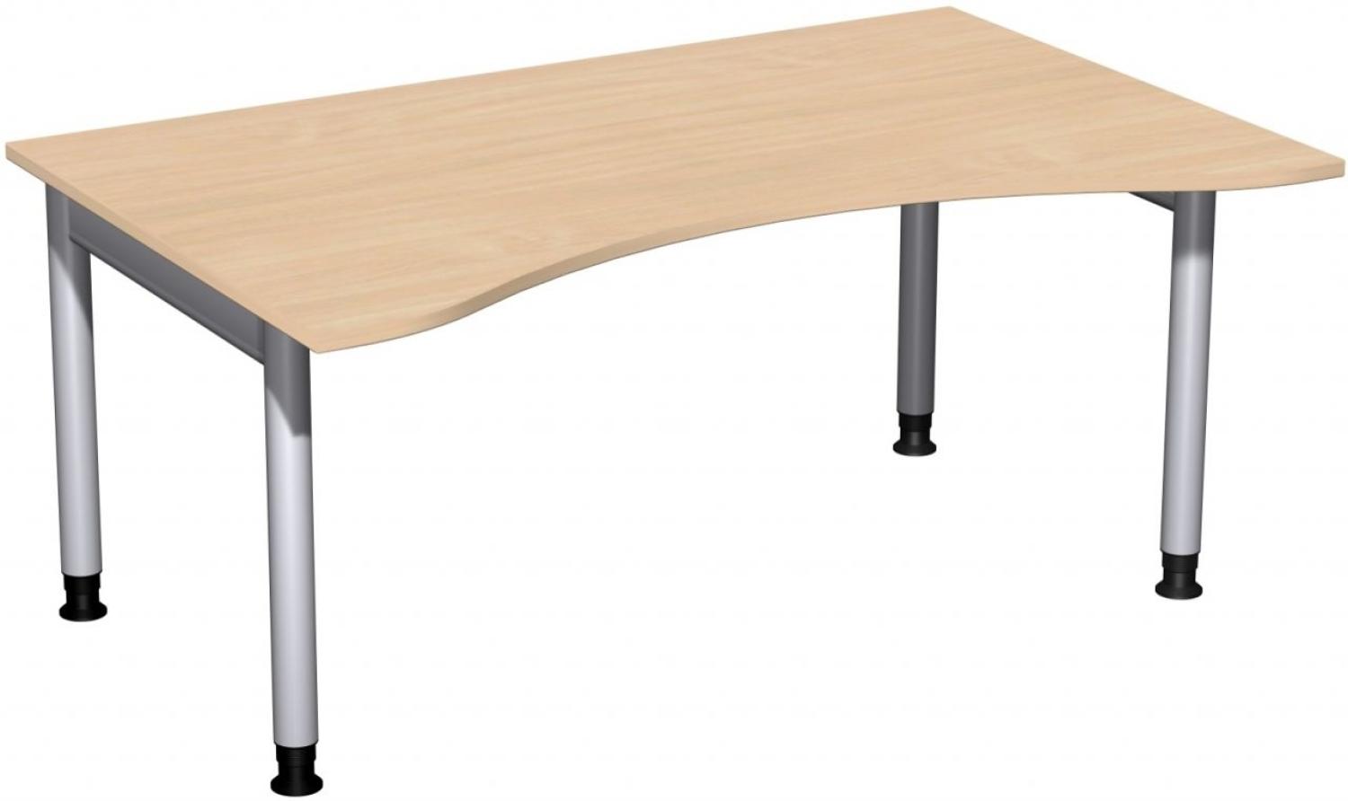 Schreibtisch '4 Fuß Pro' höhenverstellbar, 160x100cm, Buche / Silber Bild 1