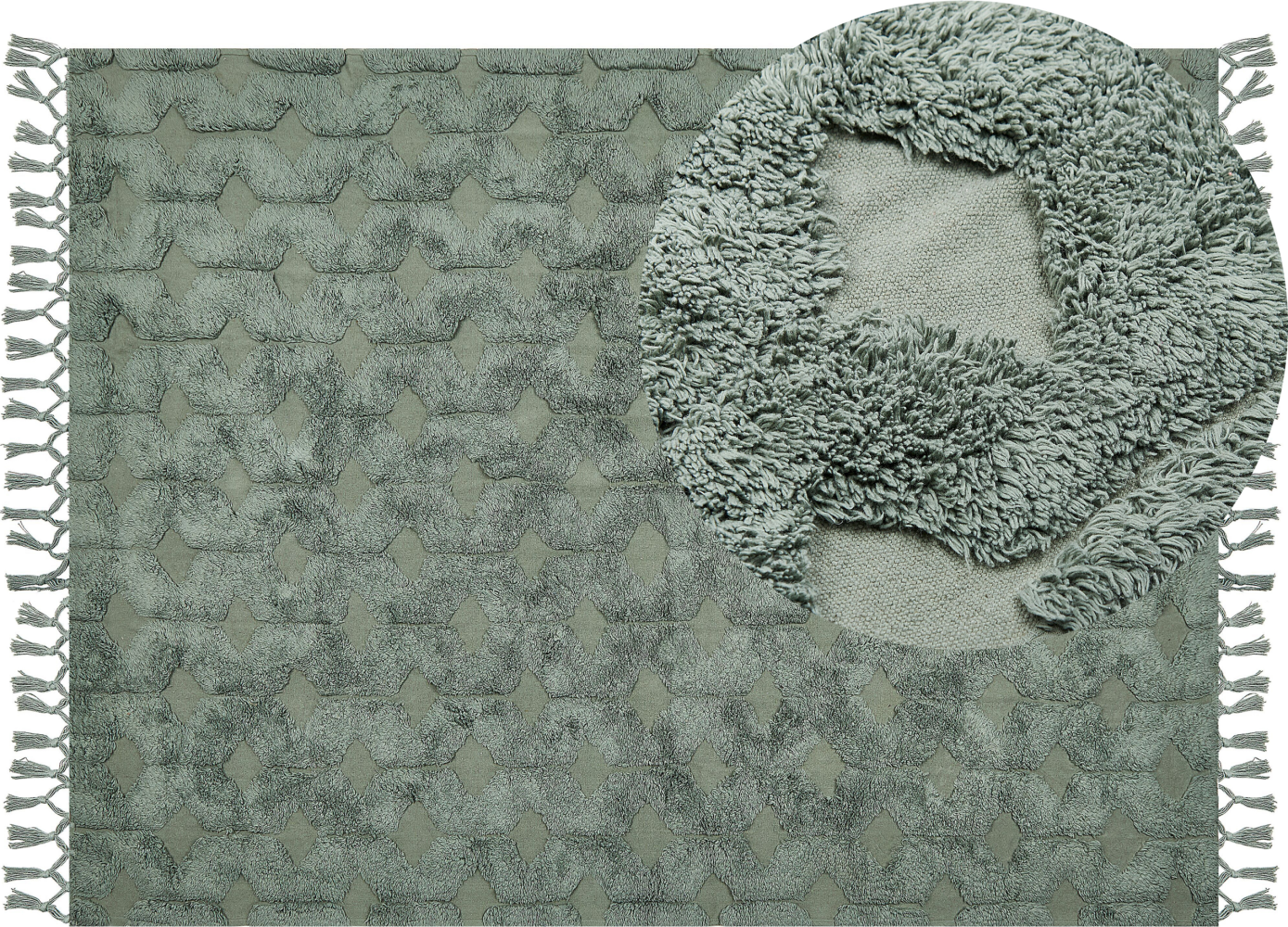 Teppich Baumwolle grün 160 x 230 cm geometrisches Muster Kurzflor KARS Bild 1