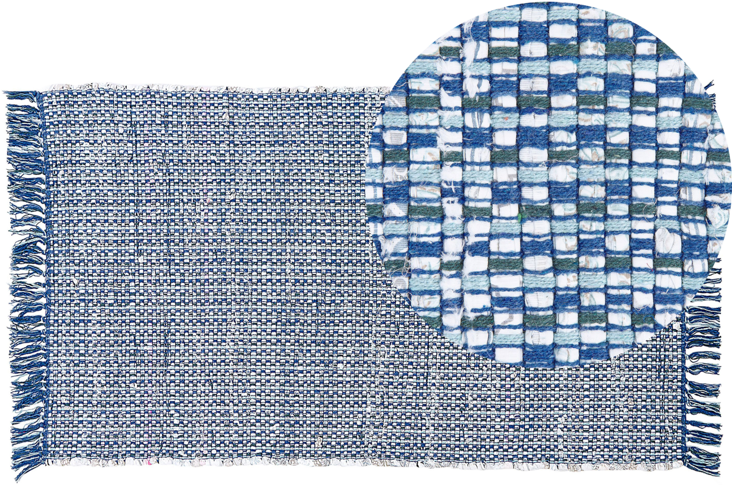 Teppich Baumwolle blau 80 x 150 cm Kurzflor BESNI Bild 1