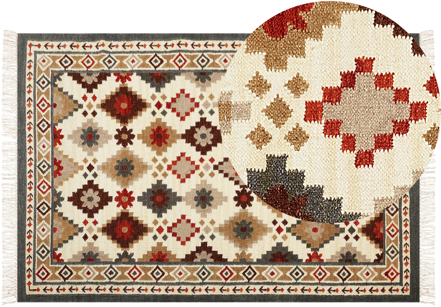 Kelim Teppich Wolle mehrfarbig 200 x 300 cm orientalisches Muster Kurzflor GHUKASAVAN Bild 1