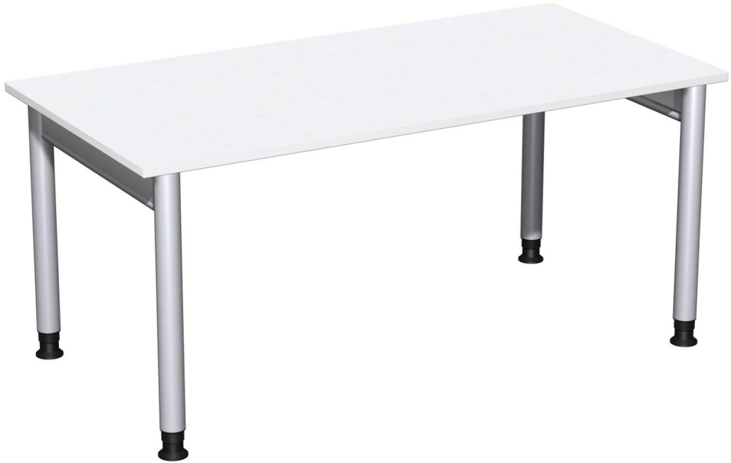 Schreibtisch '4 Fuß Pro' höhenverstellbar, 160x80cm, Weiß / Silber Bild 1