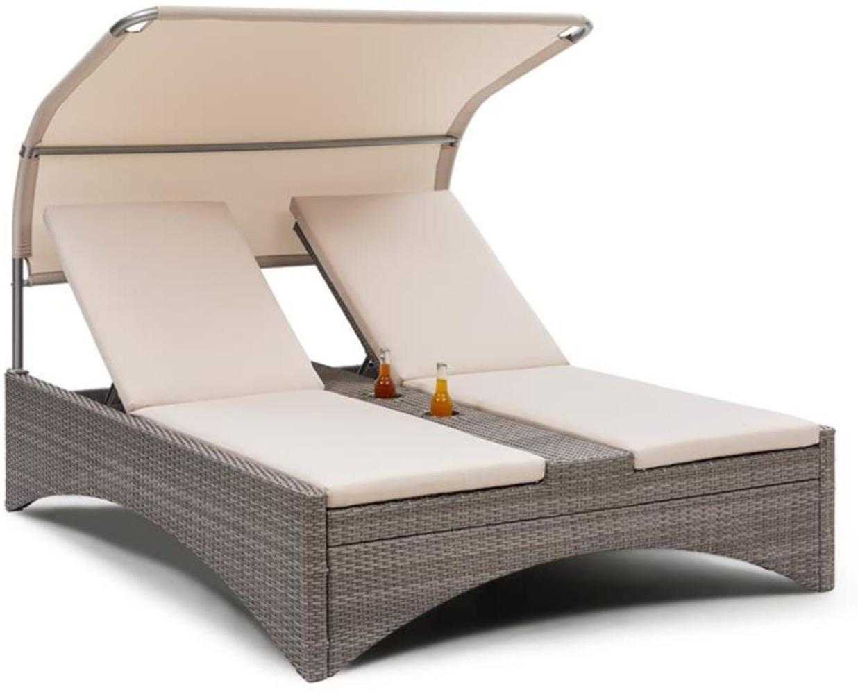 Eremitage Double Lounger Sonnenliege 2 Pers. Aluminium/Rattan taupe Taupe Bild 1