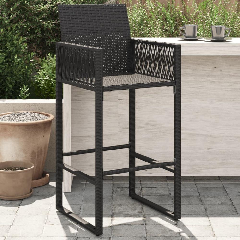 vidaXL Garten-Barhocker 2 Stk. Schwarz Poly Rattan Bild 1