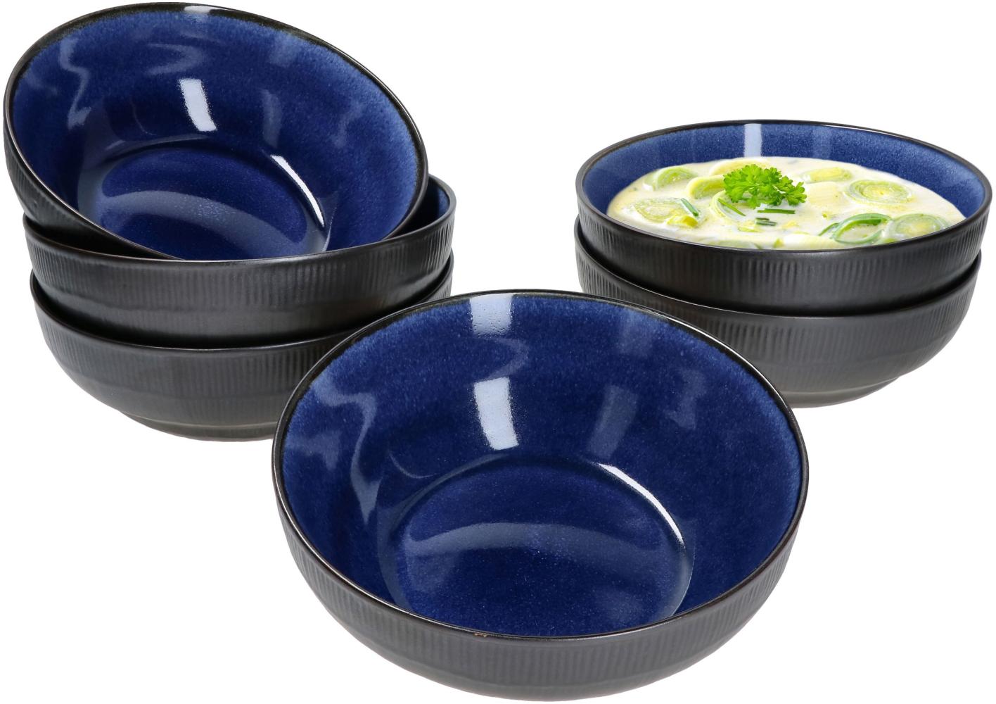 Reactive Glaze Navy Blue 6er Set Bowl-Schale 500ml Schüssel Blau Dessert Salat Bild 1