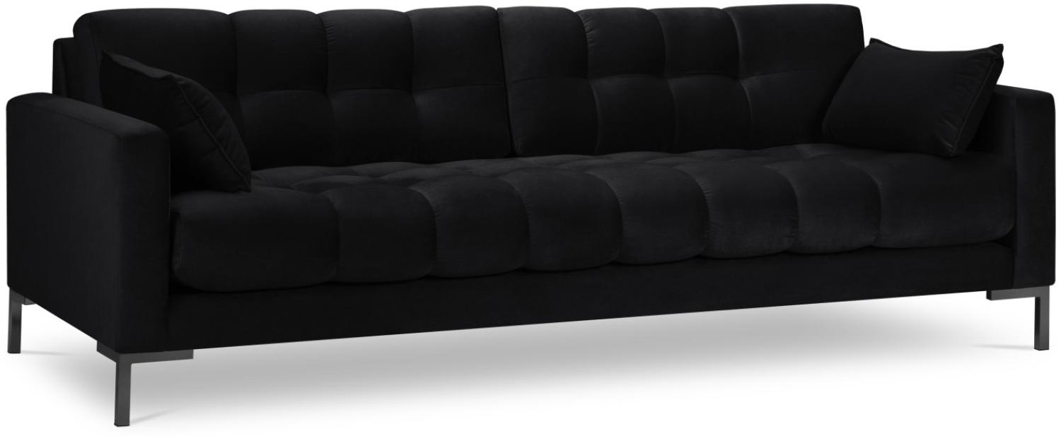 Micadoni 4-Sitzer Samtstoff Sofa Mamaia | Bezug Black | Beinfarbe Black Metal Bild 1