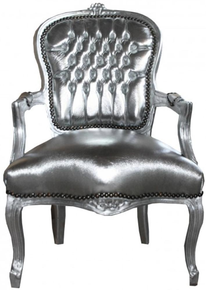 Casa Padrino Barock Salon Stuhl Silber / Silber Bild 1