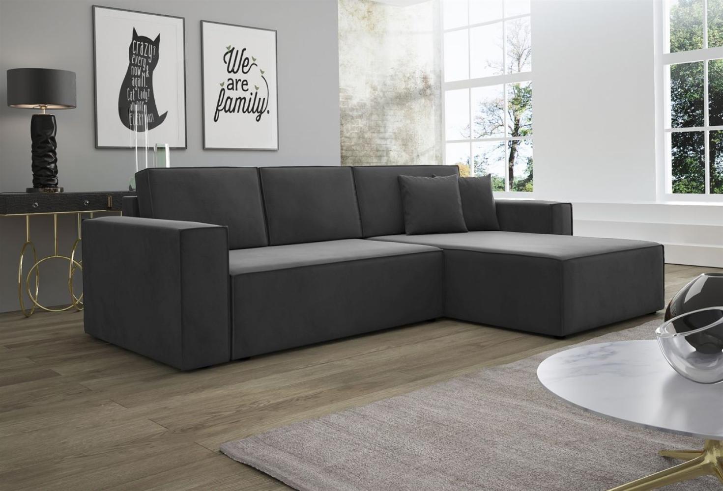 Ecksofa Schlafsofa Sofa CONOR PREMIUM Stoff Kronos Steel Morengo Ottomane Rechts Bild 1