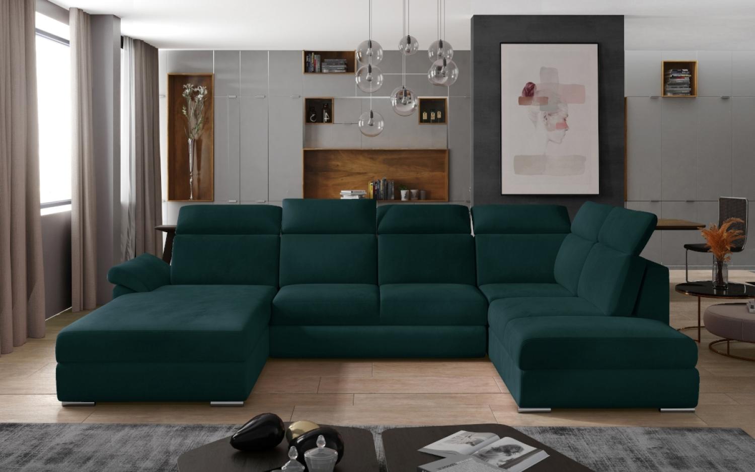 Ausziehbares Sofa VANELLA, U-Form, 330x102x216, mat velvet 75, link Bild 1