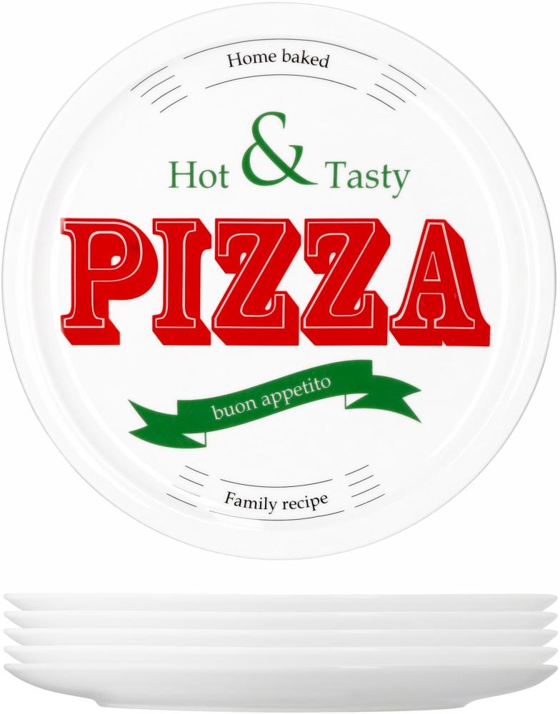 6er Set Pizzateller Hot & Tasty rot / grün Ø 30cm weiß Pizza XL-Teller Platte Bild 1