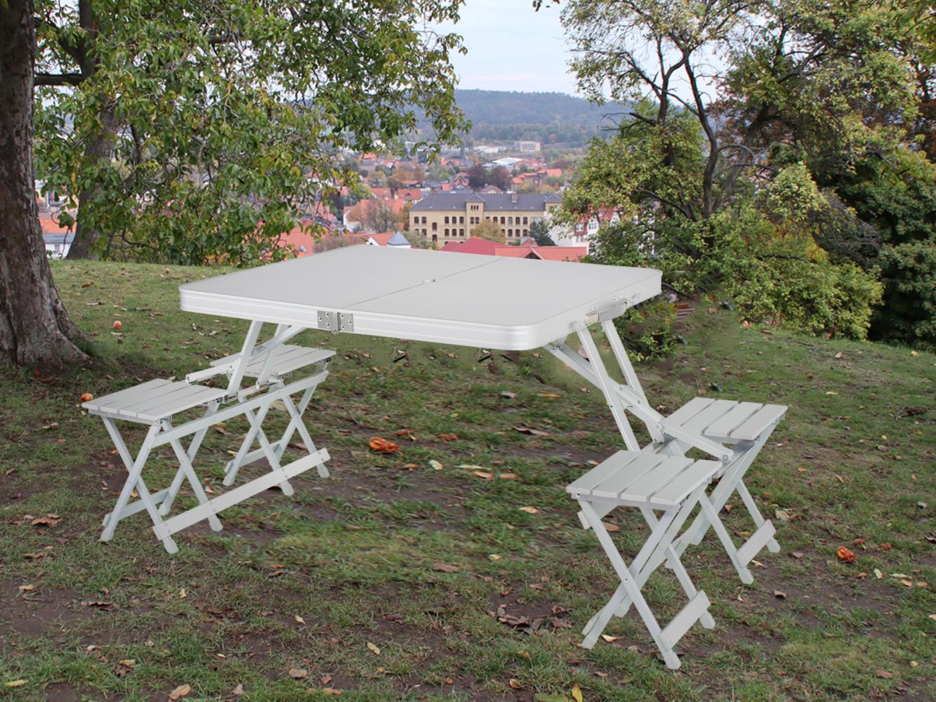 ALU Picknicktisch-SET mit 4 Sitzen ARKANSAS klappbar, tragbar Bild 1