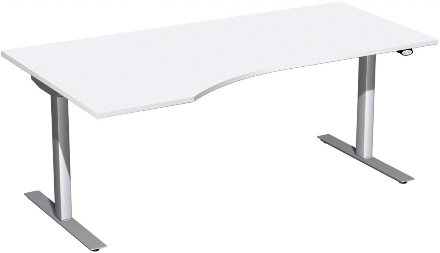Elektro-Hubtisch 'Flex' links, höhenverstellbar, 180x100x68-116cm, Weiß / Silber Bild 1