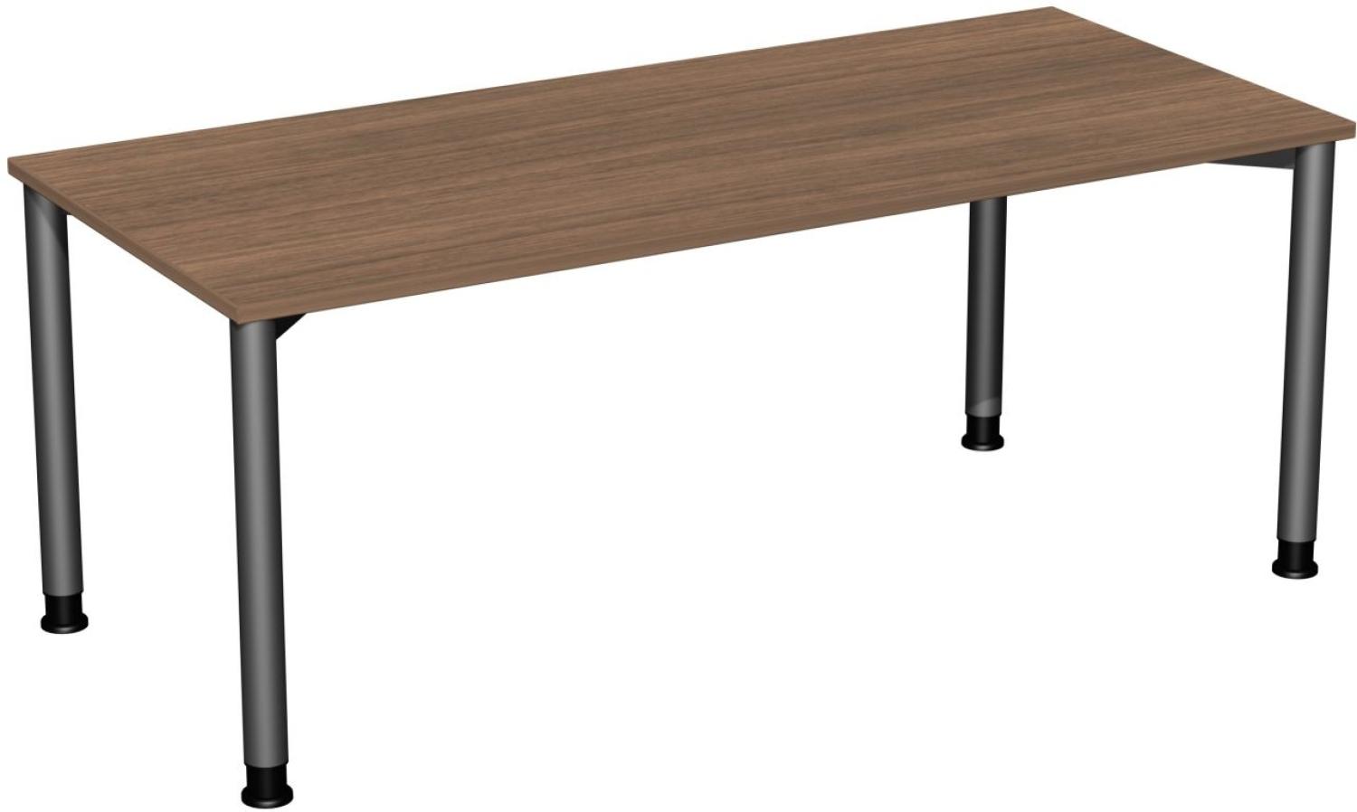 Schreibtisch '4 Fuß Flex' höhenverstellbar, 180x80cm, Nussbaum / Anthrazit Bild 1