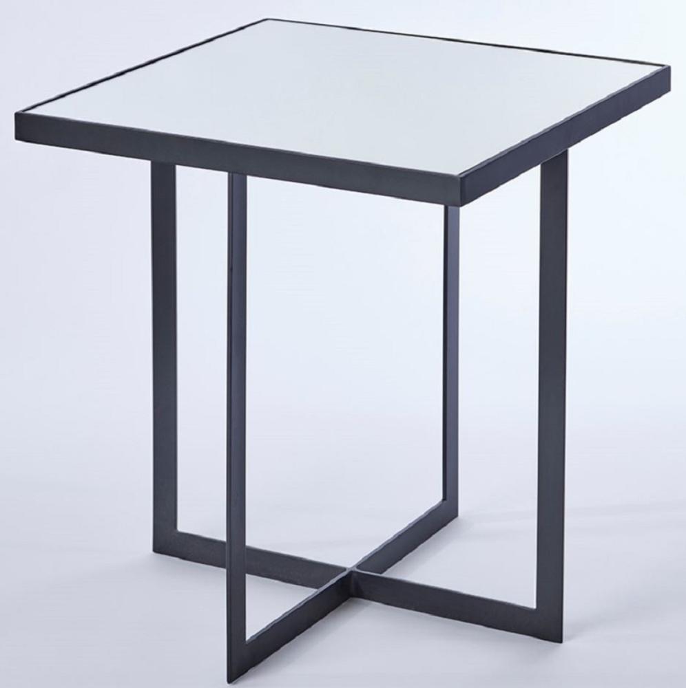 Casa Padrino Luxus Beistelltisch Schwarz 51 x 51 x H. 55 cm - Metall Tisch mit Spiegelglas Tischplatte - Luxus Möbel Bild 1