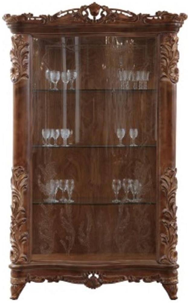 Casa Padrino Luxus Barock Vitrine Braun - Handgefertigter Massivholz Vitrinenschrank mit Glastür - Barock Möbel - Edel & Prunkvoll Bild 1