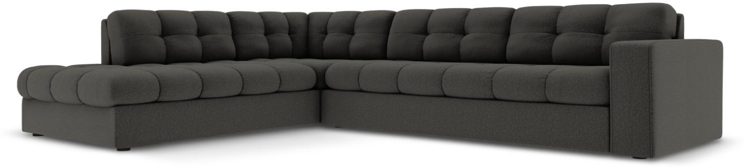 Micadoni 5-Sitzer Ecke links Sofa Justin | Bezug Dark Grey | Beinfarbe Black Plastic Bild 1