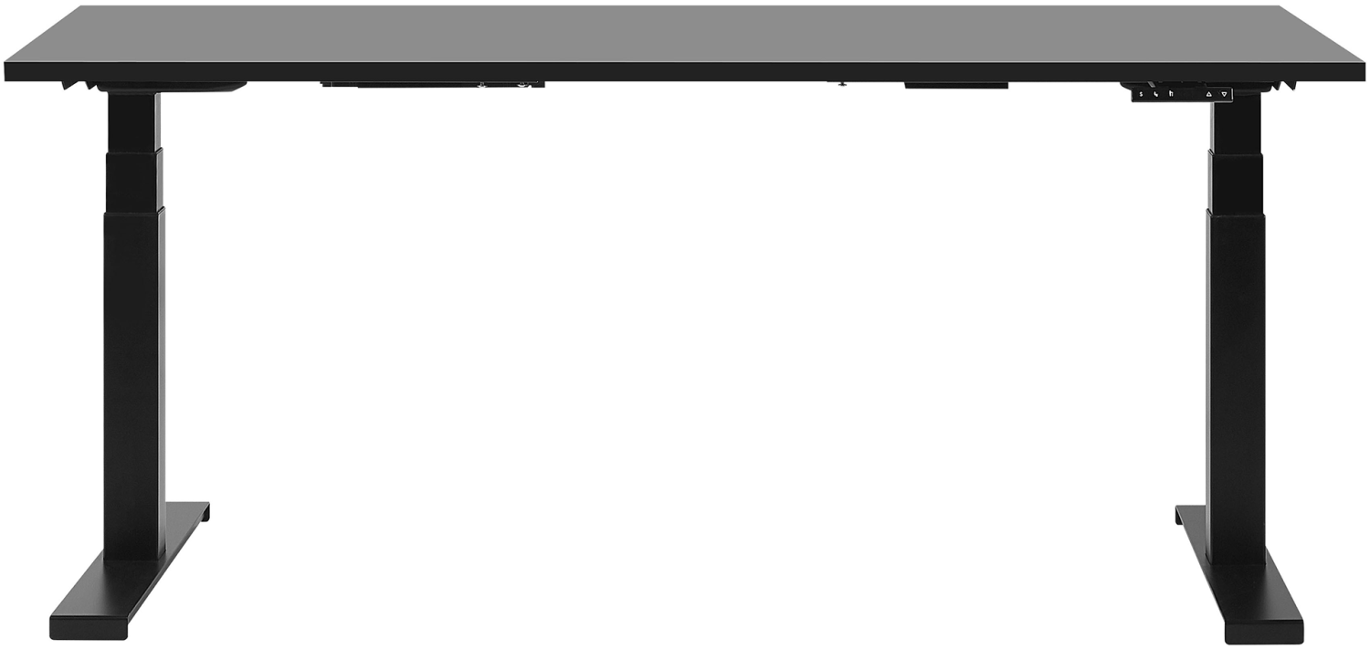 Schreibtisch elektrisch höhenverstellbar, Spanplatte/ Stahl Schwarz, 63-126 x 180 x 80 cm Bild 1