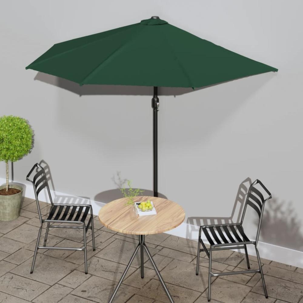 Balkon-Sonnenschirm mit Alu-Mast Grün 270x144 cm Halbrund 44588 Bild 1