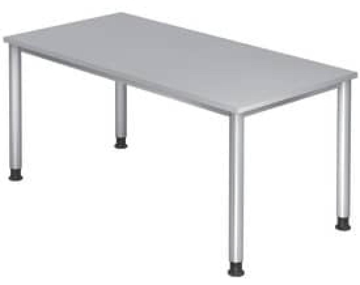 Schreibtisch HS16 4-Fuß rund 160x80cm Grau Gestellfarbe: Silber Bild 1