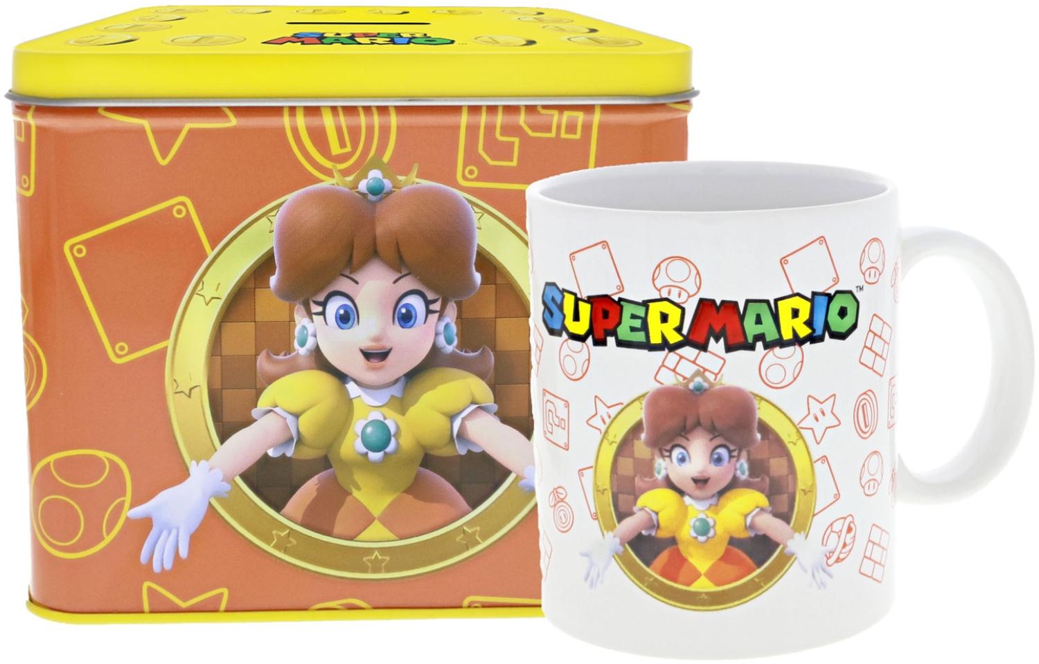 Nintendo Daisy Von Super Mario Tasse Cup Becher mit Spardose Münzbox 9x13x11cm Bild 1