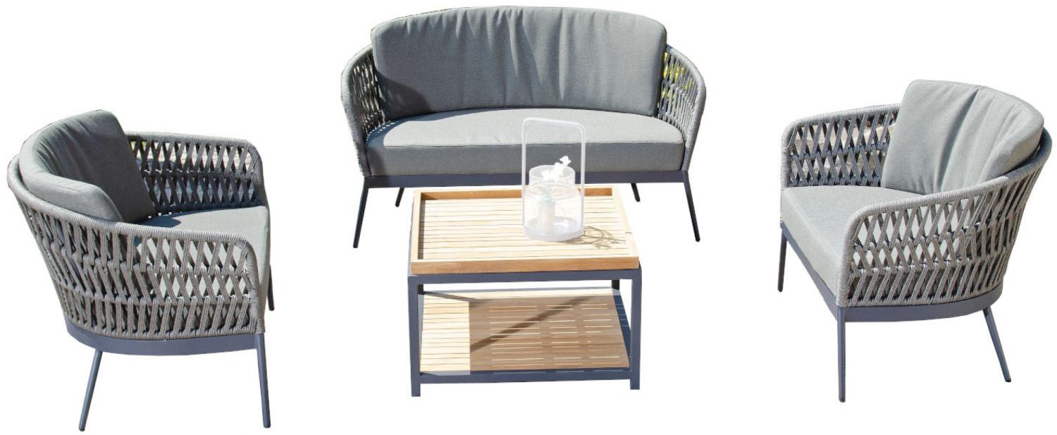 Sonnenpartner 4-teilige Lounge-Sitzgruppe Advokat & Square mit Tisch Aluminium mit Teakholz/Polyrope Bild 1