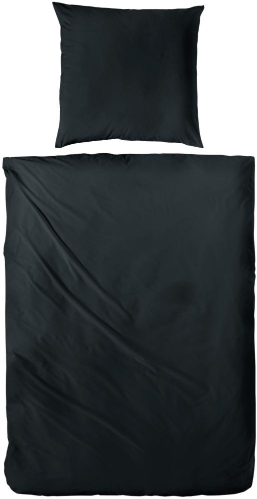 Hahn Haustextilien Luxus-Satin Bettwäsche uni Farbe schwarz Größe 135x200 cm Bild 1