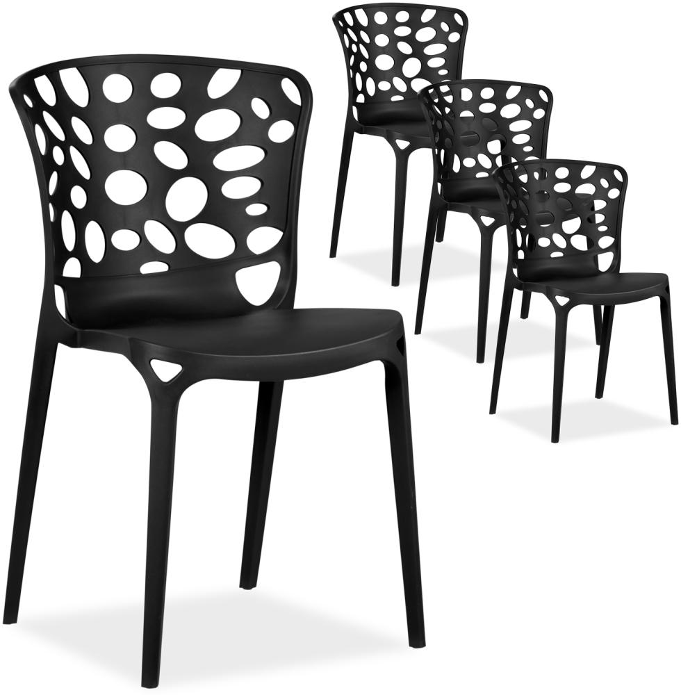 Gartenstuhl 4er Set Modern Schwarz Stühle Küchenstühle Kunststoff Stapelstühle Balkonstuhl Outdoor-Stuhl Bild 1