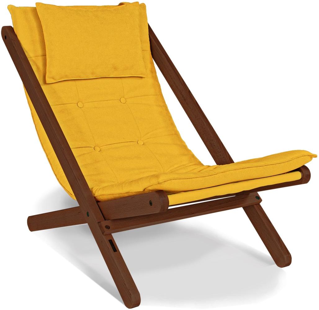 Marior HOME 'ALLEGRO' Liegestuhl mit weichem Sitzpolster, Nussbaum, Gelb Bild 1