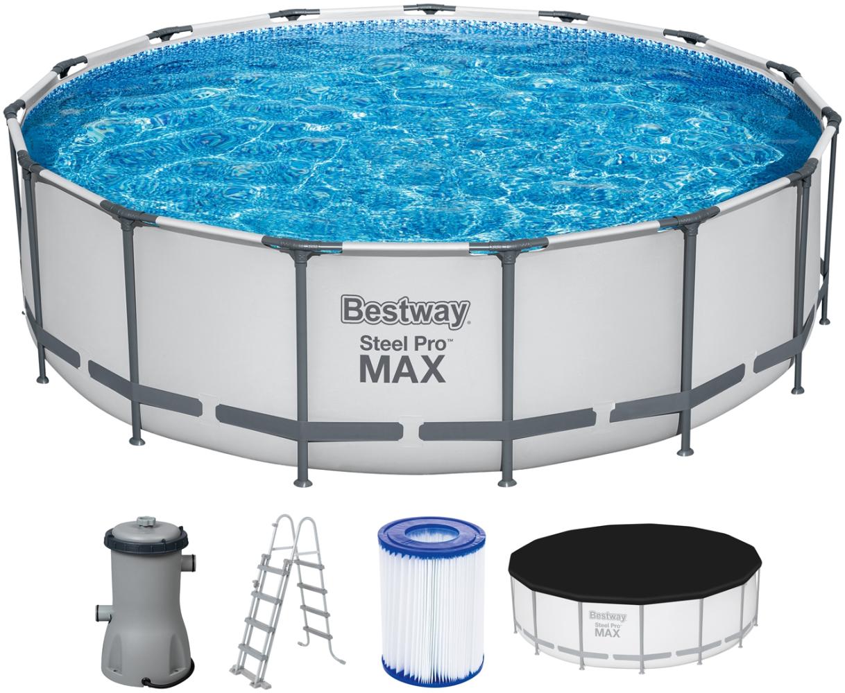 Steel Pro MAX™ Frame Pool Komplett-Set mit Filterpumpe Ø 457 x 122 cm, lichtgrau, rund Bild 1