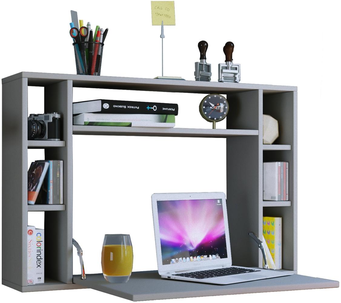 Wand Schreibtisch Computer PC Laptop Büro Tisch Arbeitstisch Bürotisch grau Bild 1