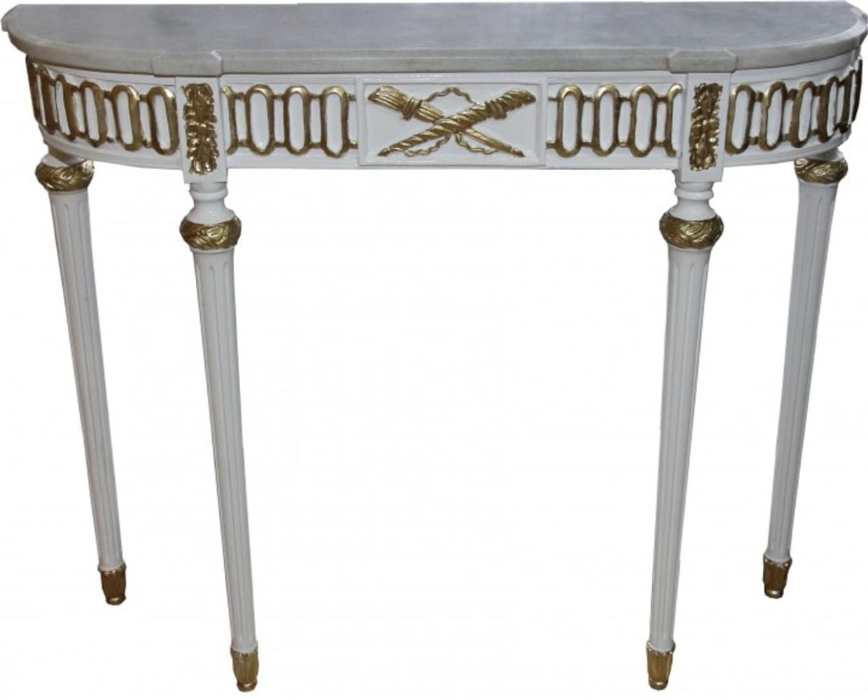 Casa Padrino Barock Konsolentisch mit Marmorplatte, Weiss/Gold 112 cm - Barock Konsole - Limited Edition Konsole Bild 1