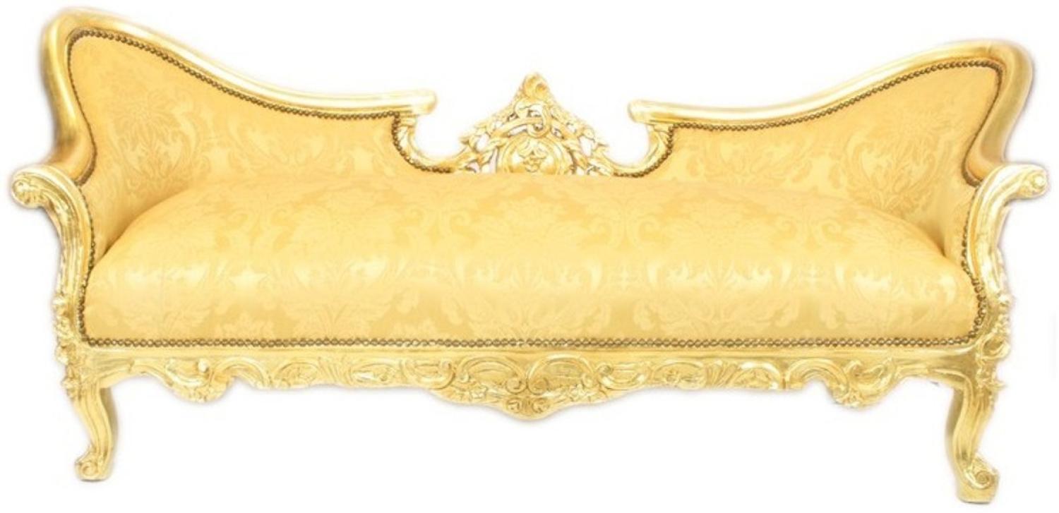 Casa Padrino Barock Sofa Garnitur Vampire Gold Blumen Muster / Gold - Antik Design Möbel Couch Wohnzimmer Bild 1