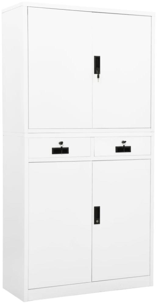 vidaXL Büroschrank Weiß Stahl, mit 2 Schubladen, 90x40x180 cm Bild 1