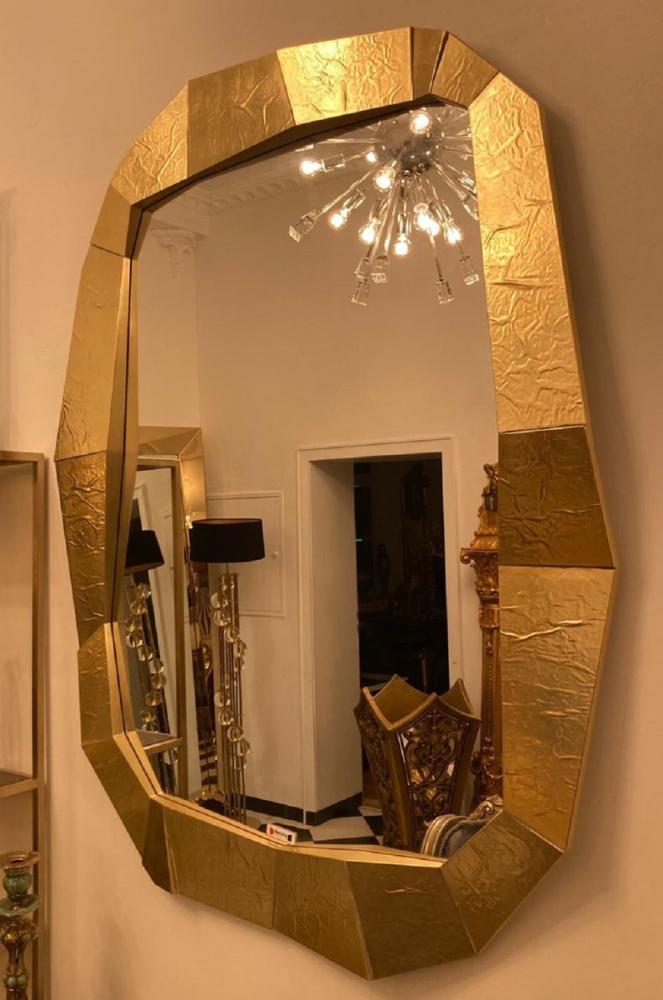 Casa Padrino Luxus Wandspiegel Gold 100 x H. 120 cm - Rechteckiger Wohnzimmer Spiegel - Schlafzimmer Spiegel - Garderoben Spiegel - Luxus Möbel - Luxus Interior - Luxus Qualität Bild 1