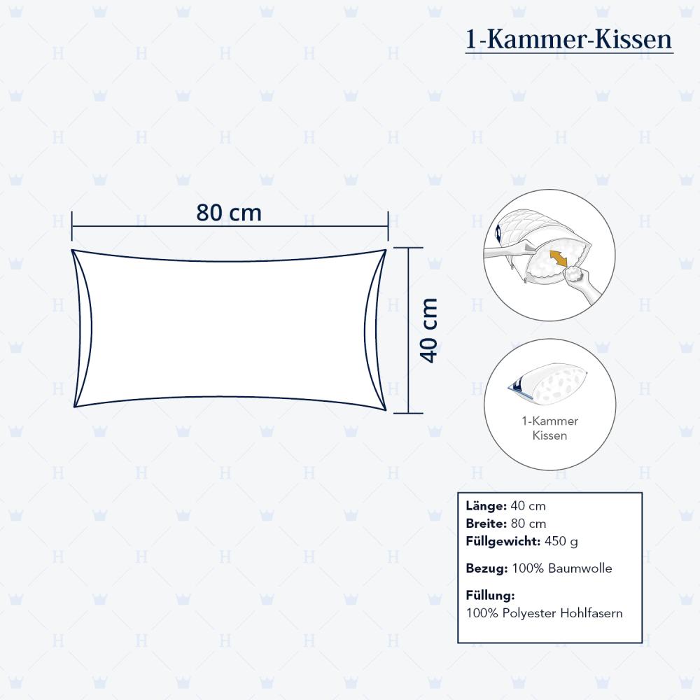 Heidelberger Bettwaren Premium Kissen - Grönland | 1-Kammer-Kopfkissen 80x40 cm | mittlerer Härtegrad, für Bauch- und Rückenschläfer | atmungsaktiv, hautfreundlich, hypoallergen, nachhaltig Bild 1