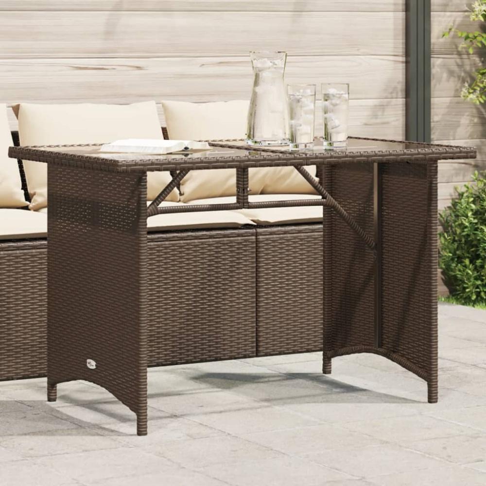 vidaXL Gartentisch mit Glasplatte Braun 110x68x70 cm Poly Rattan Bild 1