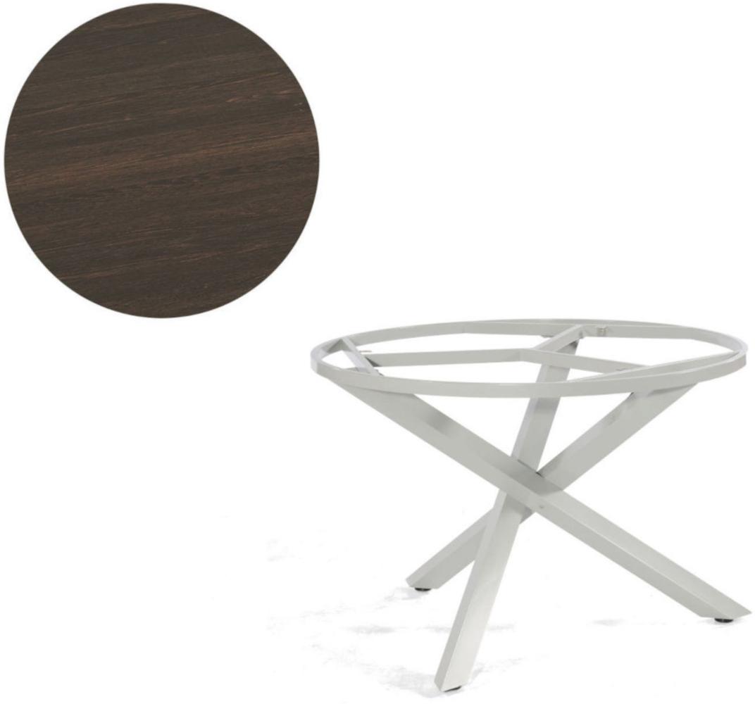 Sonnenpartner Gartentisch Base-Spectra rund Ø 100 cm Aluminium silber Tischsystem Tischplatte Compact HPL Keramikoptik 80050555 Bild 1