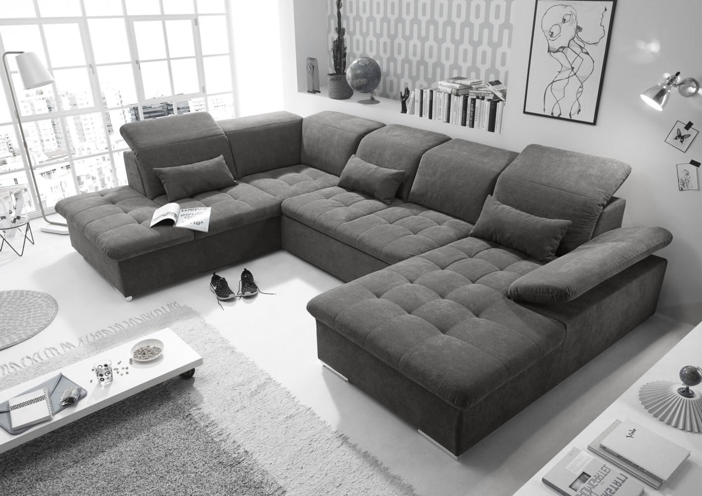 Couch WAYNE L Sofa Schlafcouch Wohnlandschaft Schlaffunktion braunschwarz U-Form Bild 1