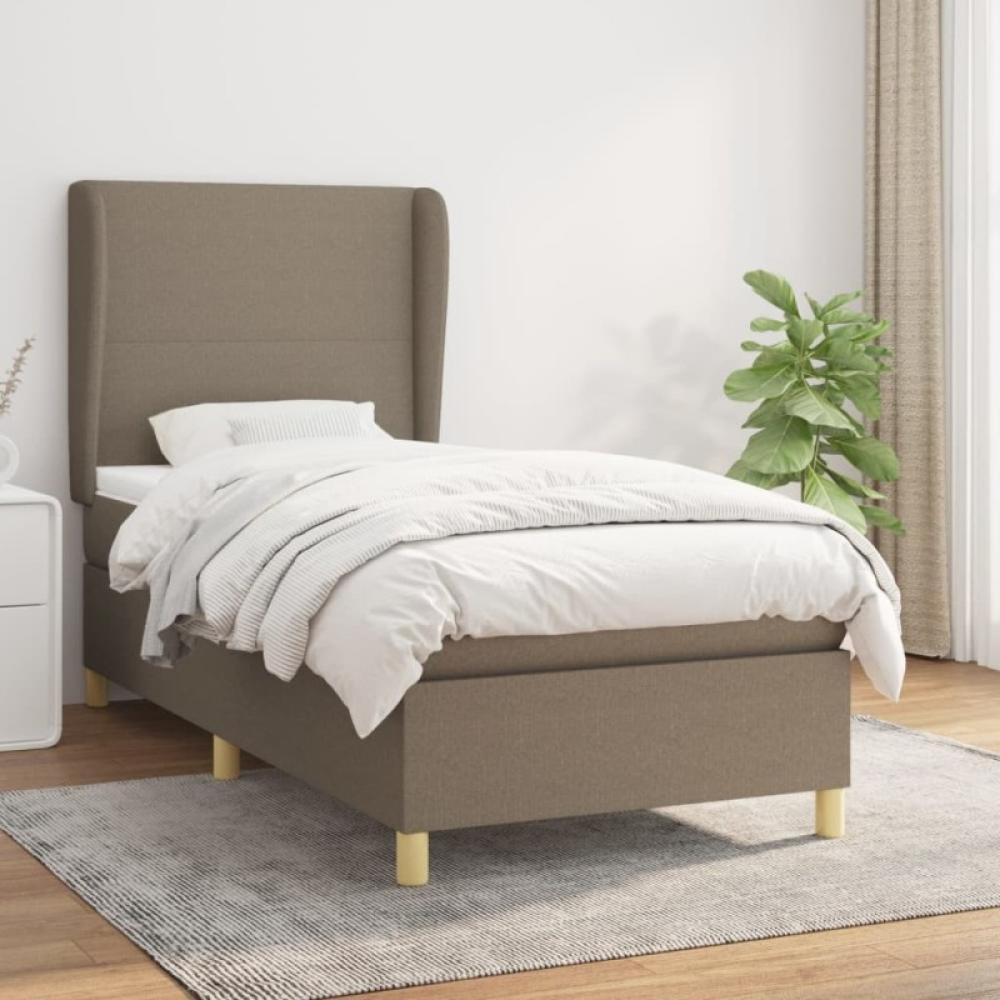 Boxspringbett mit Matratze Taupe 100x200 cm Stoff (Farbe: Taupe) Bild 1