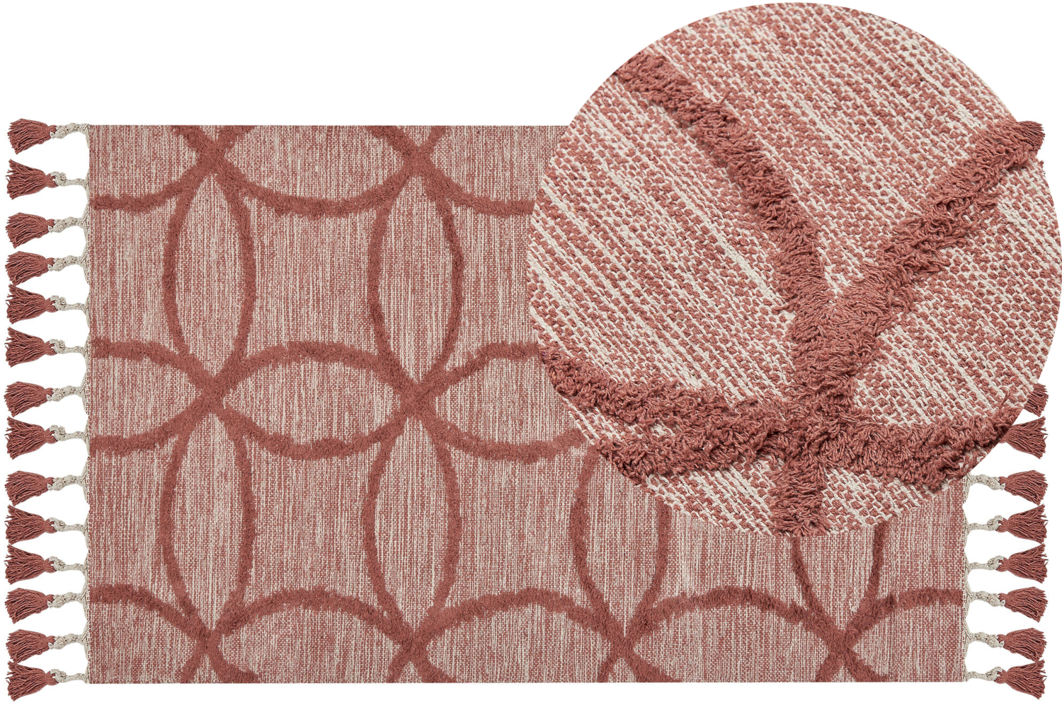 Teppich Baumwolle rot 80 x 150 cm geometrisches Muster Kurzflor KIRSEHIR Bild 1