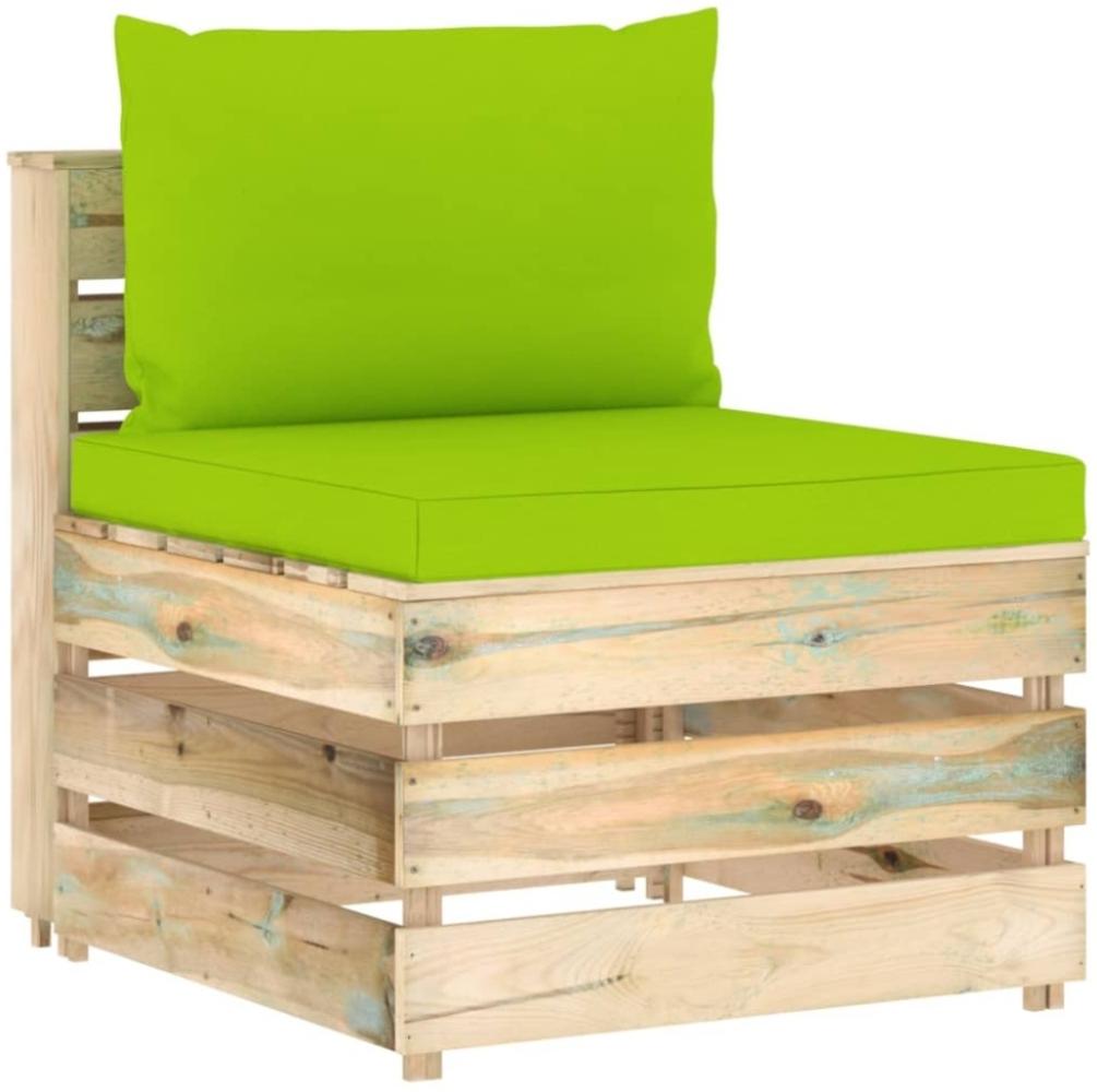 Modulares Mittelsofa mit Kissen Grün Imprägniertes Holz Bild 1