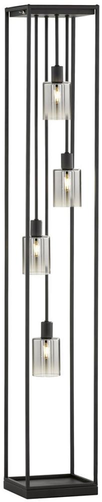 LED Stehlampe mehrflammig Schwarz mit Rauchglas - Höhe 142,5cm Bild 1